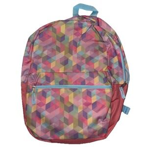Moda West Backpack Blue Pink Girls Front Pocket School Camp Overnight Bag